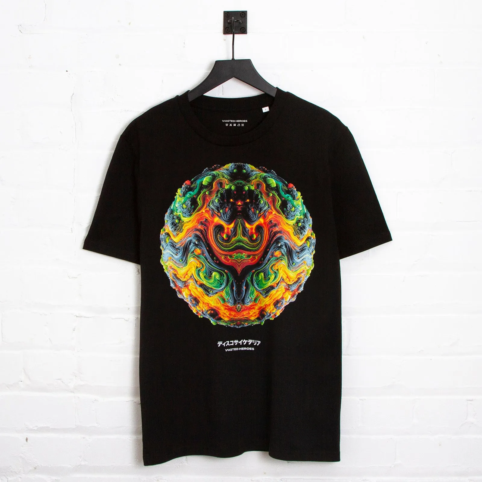 042 Disco Psychedelia Front Print - Tshirt - Black