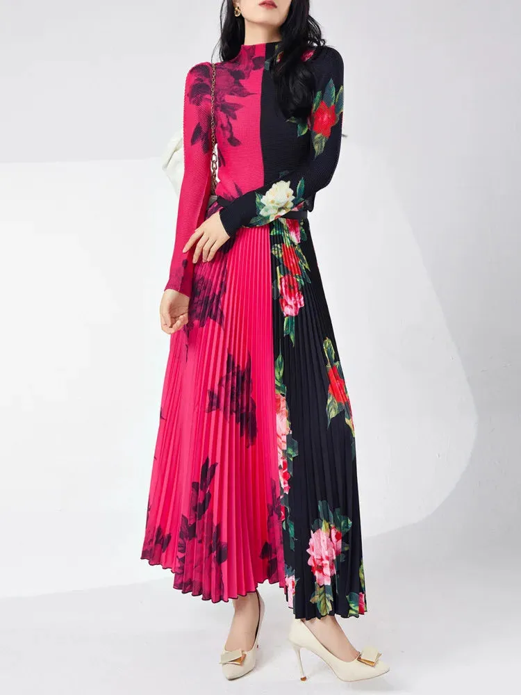 2-Piece Set: Couture Pleated Top & Skirt