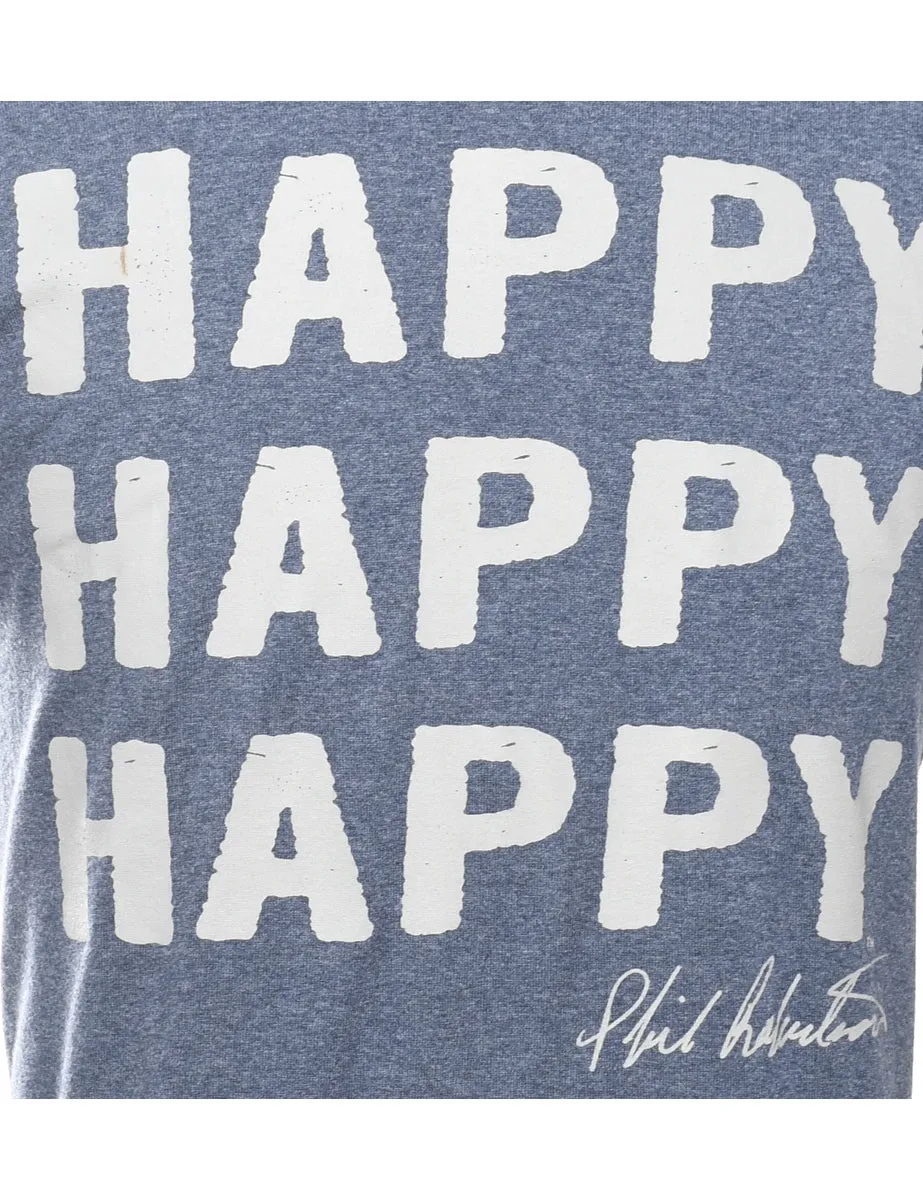 2000s Happy Printed T-shirt - M