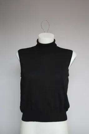 90s Black Sleeveless Turtleneck - M