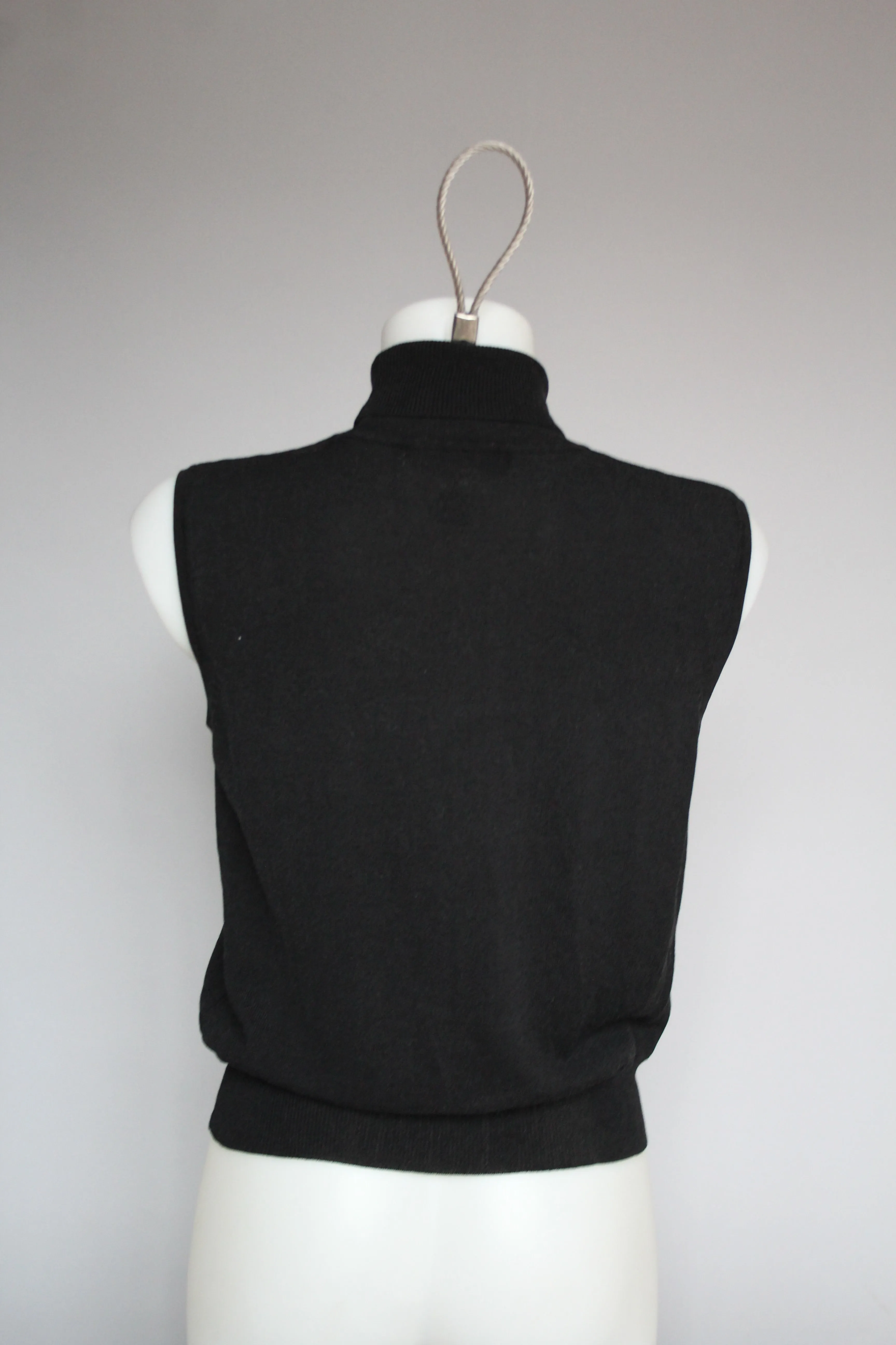 90s Black Sleeveless Turtleneck - M