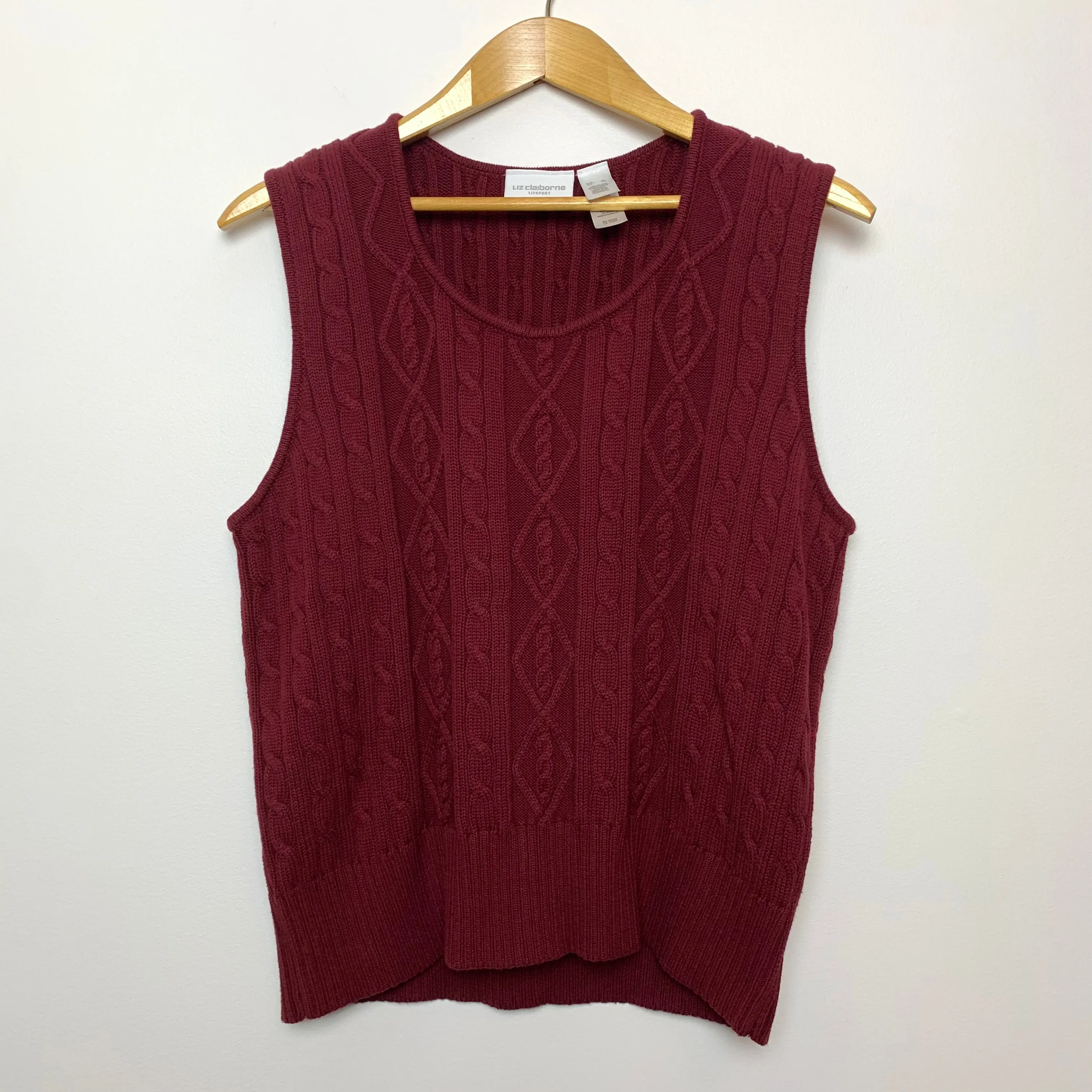 90s Liz Claiborne Wine Red Sweater Vest XL Cotton