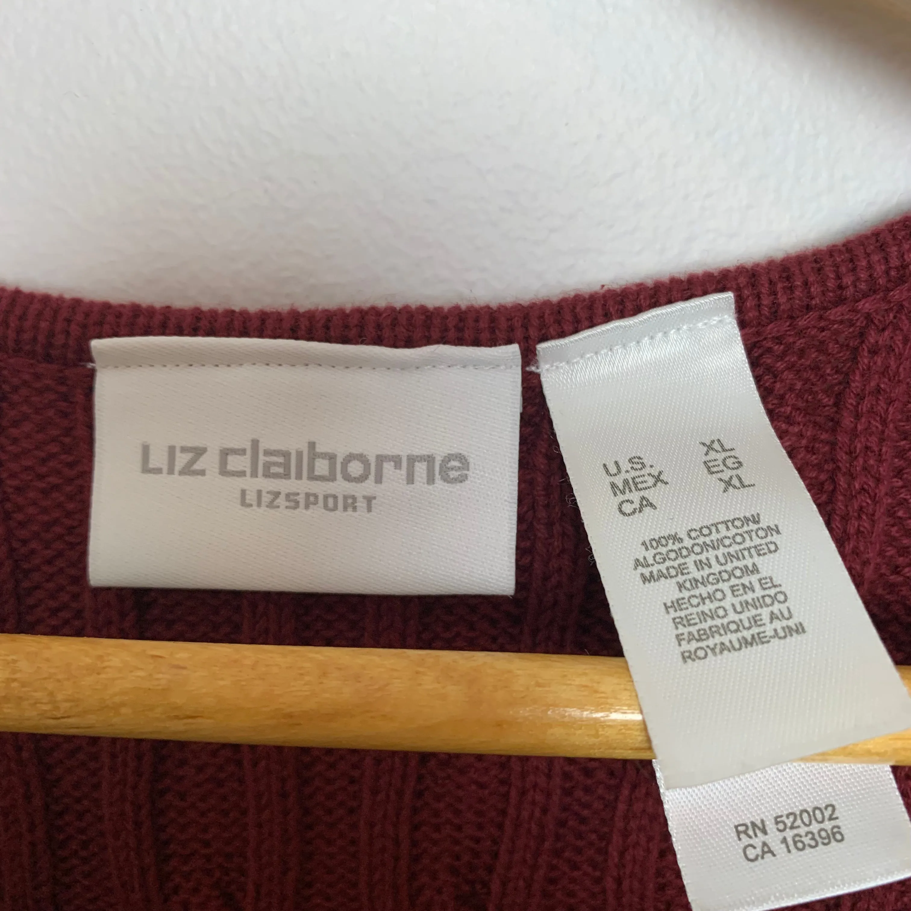 90s Liz Claiborne Wine Red Sweater Vest XL Cotton