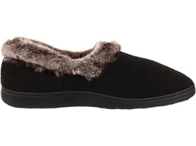 Acorn Women's Chinchilla Collar Slippers- Black