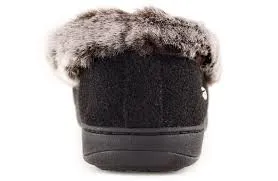 Acorn Women's Chinchilla Collar Slippers- Black