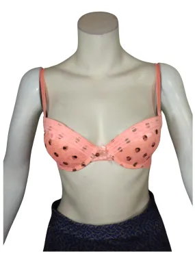 AG Underwear Women’s Pink Bra with Black Dots, Size 34A