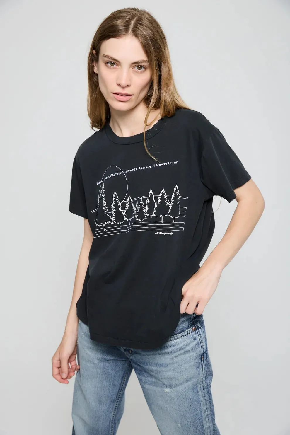 All Time Favorite - Black Outline Pines Short Sleeve Crew
