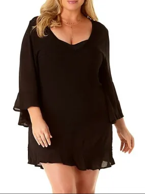 ANNE COLE PLUS FLOUNCE V NECK TUNIC