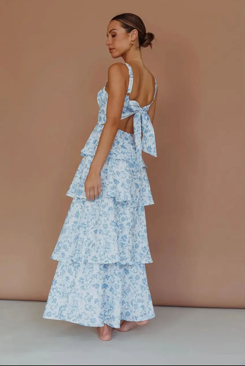 Apparel- One and Only Tiered Tie Back Maxi Dress