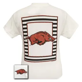 Arkansas Razorbacks Preppy Glitter Logo Hogs Girlie Bright T Shirt