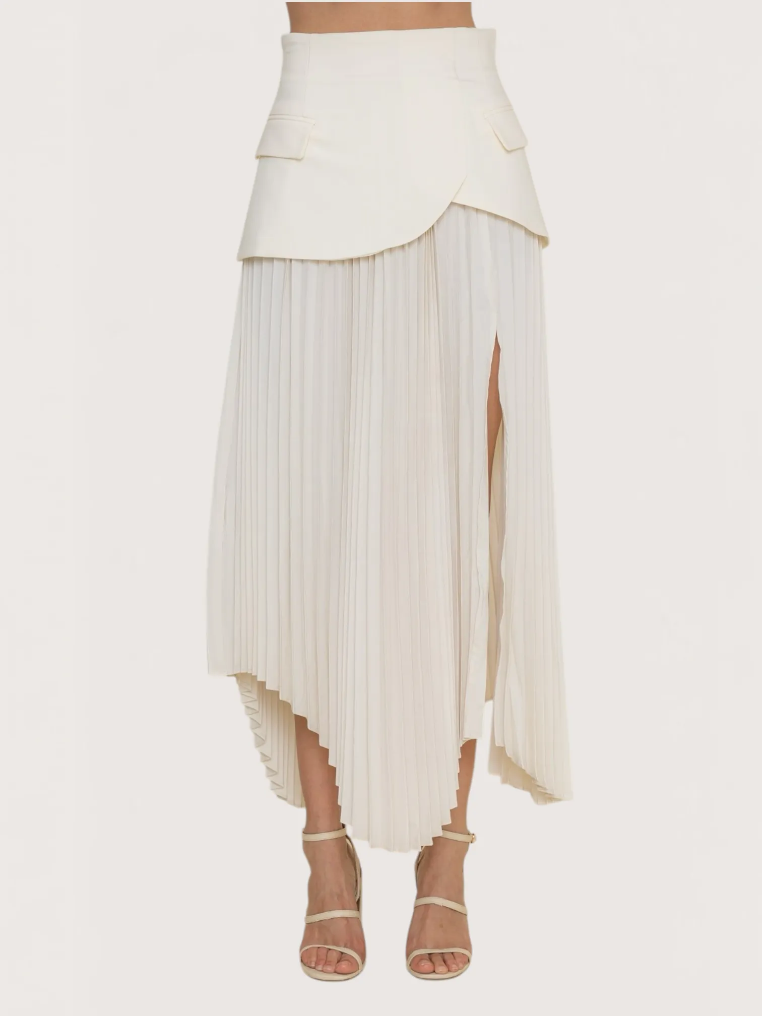 Asymmetric Pleated Skirt