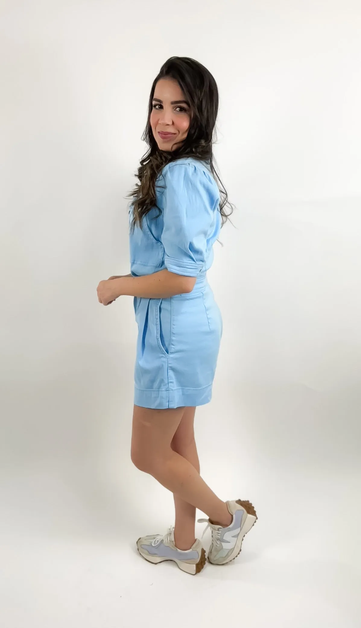 Baby Blue Denim Romper