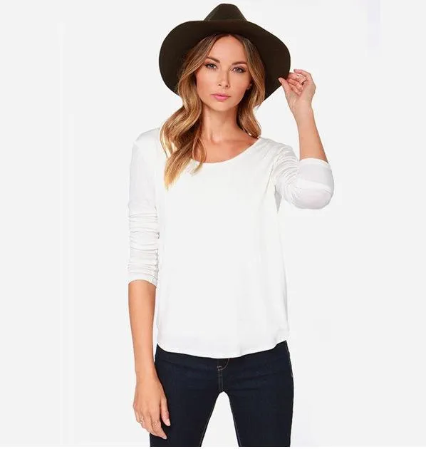 Backless Back Cross Scoop Long Sleeves Sexy Blouse