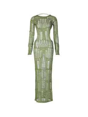 Backless Cutout Perspective Maxi Dress