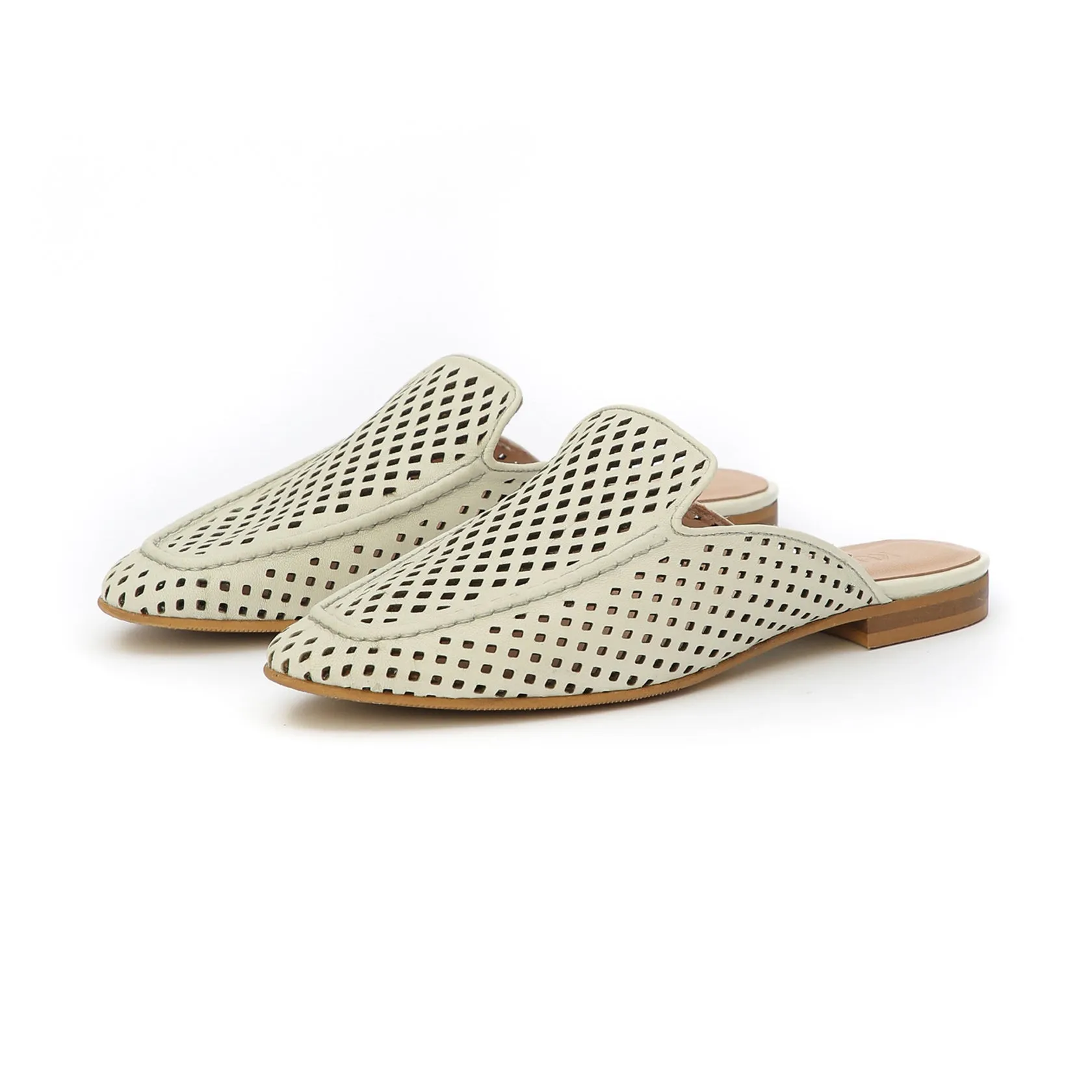 BARBARA slip-on mule - off white lazered