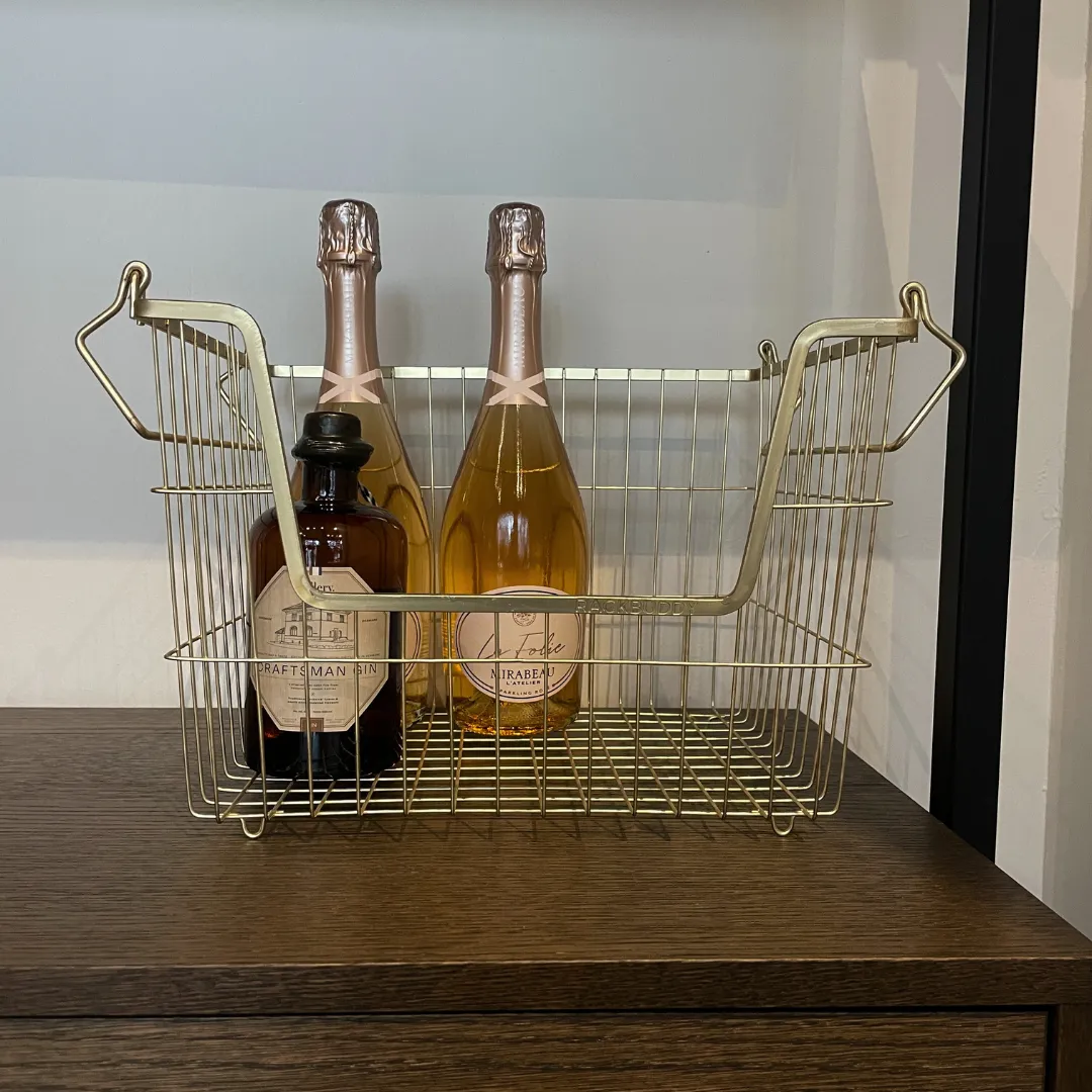 Basket with handles for underwear & socks in gold or black - high model