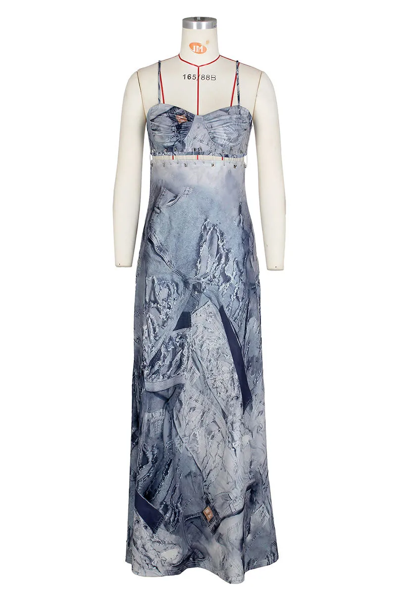 BD241 Camisole Graphic Maxi Dress