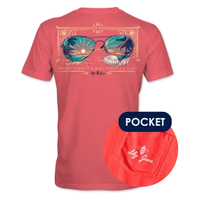 Beach Sunglasses- Aviators and Seashell T-Shirt