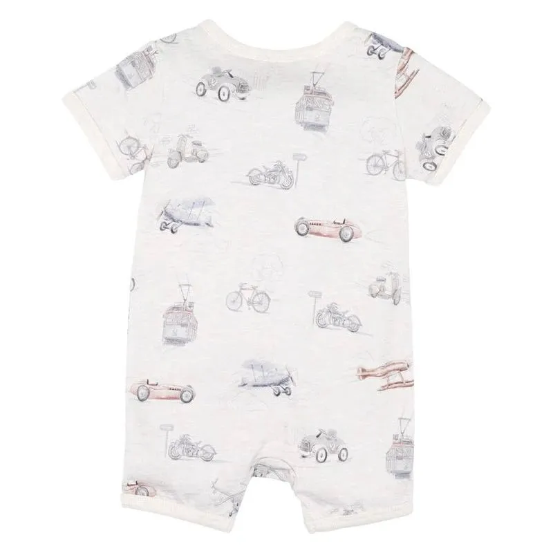 Bebe Finley Print Short Sleeve Zip Romper