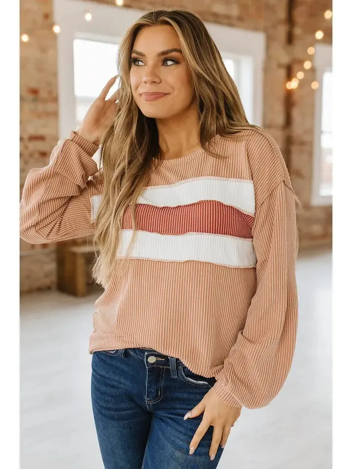 Beige Patchwork Cord Tunic