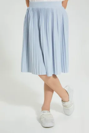 Blue Pleated Skirt