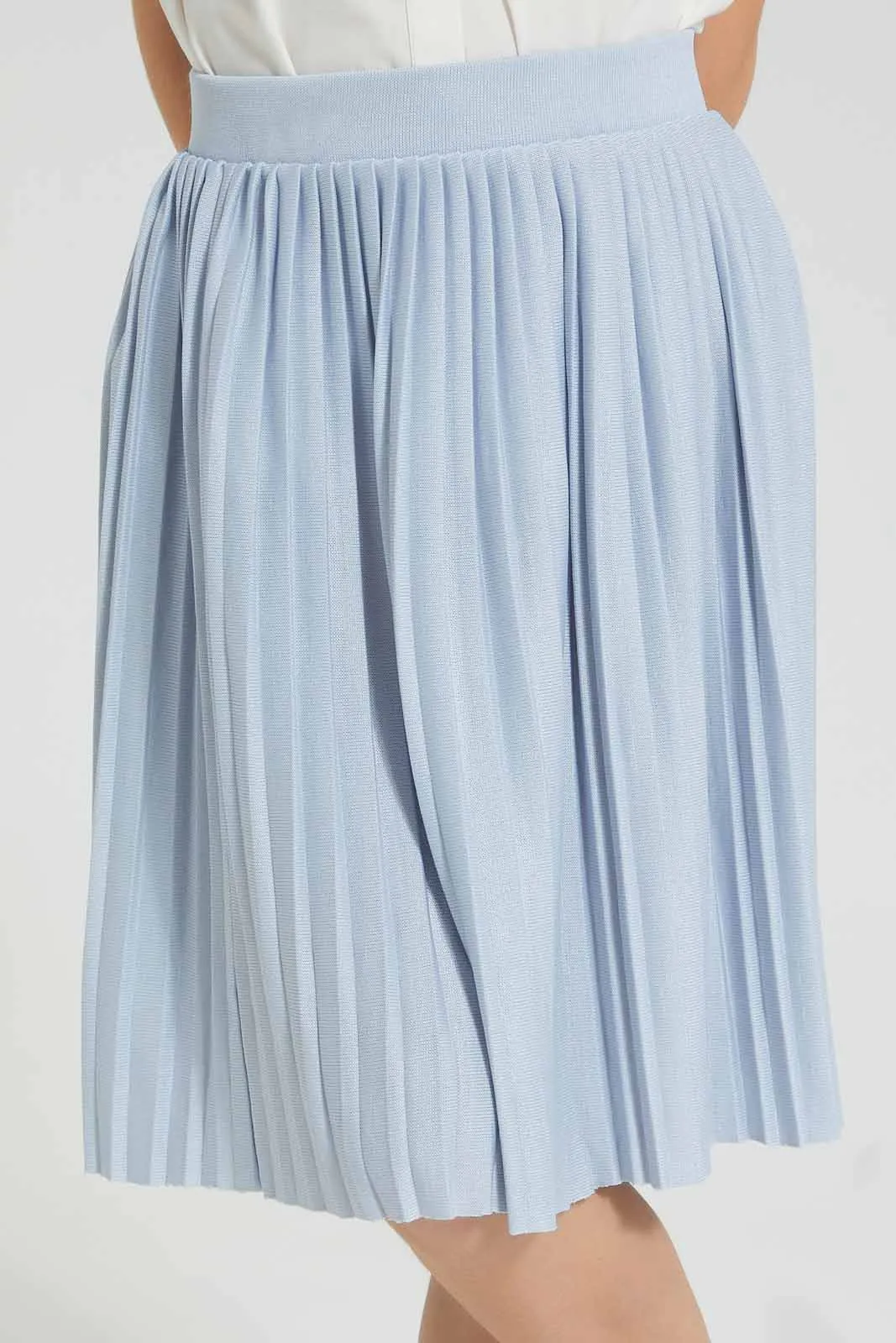 Blue Pleated Skirt