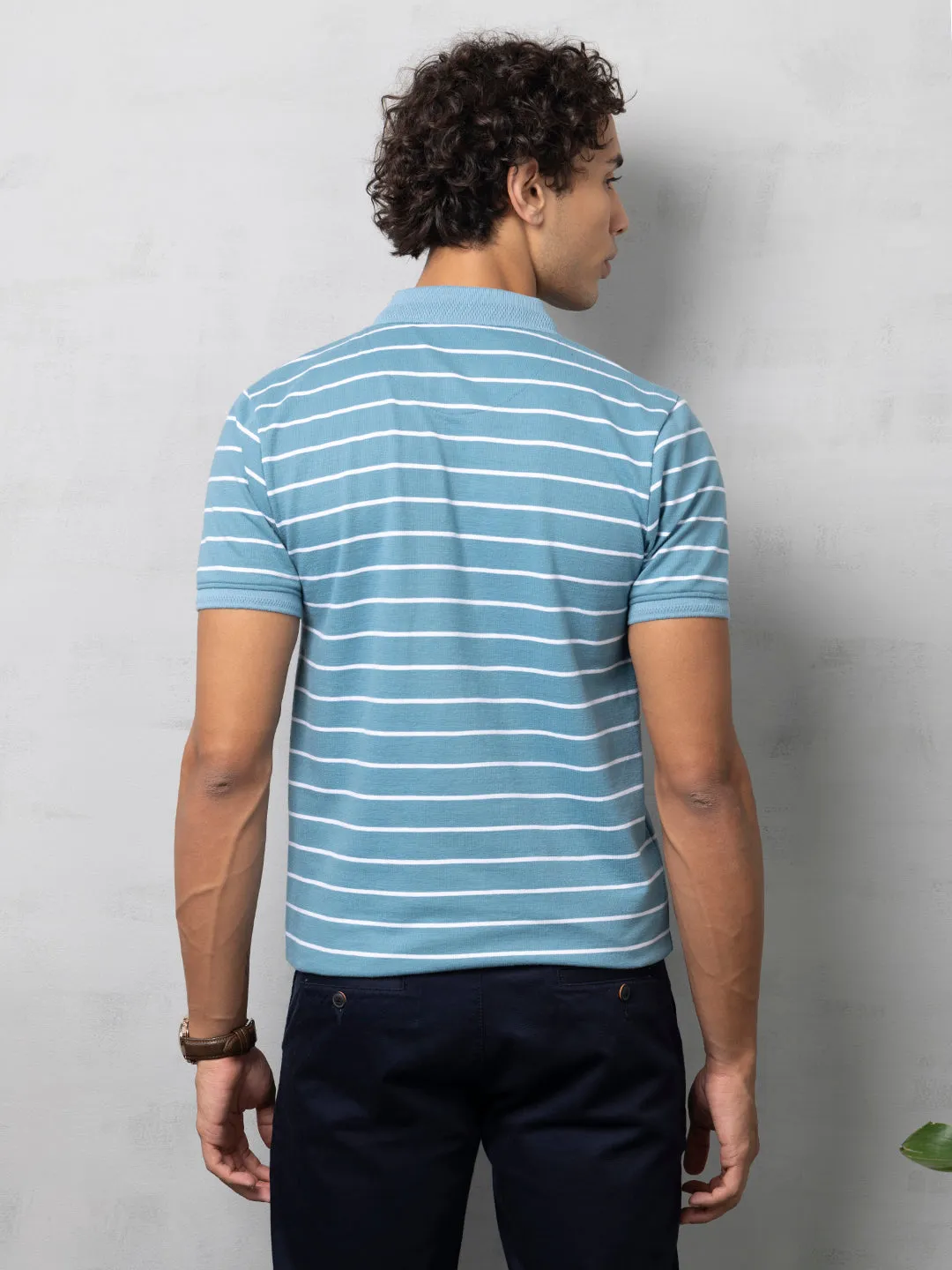 Blue Striped Polo T-Shirt