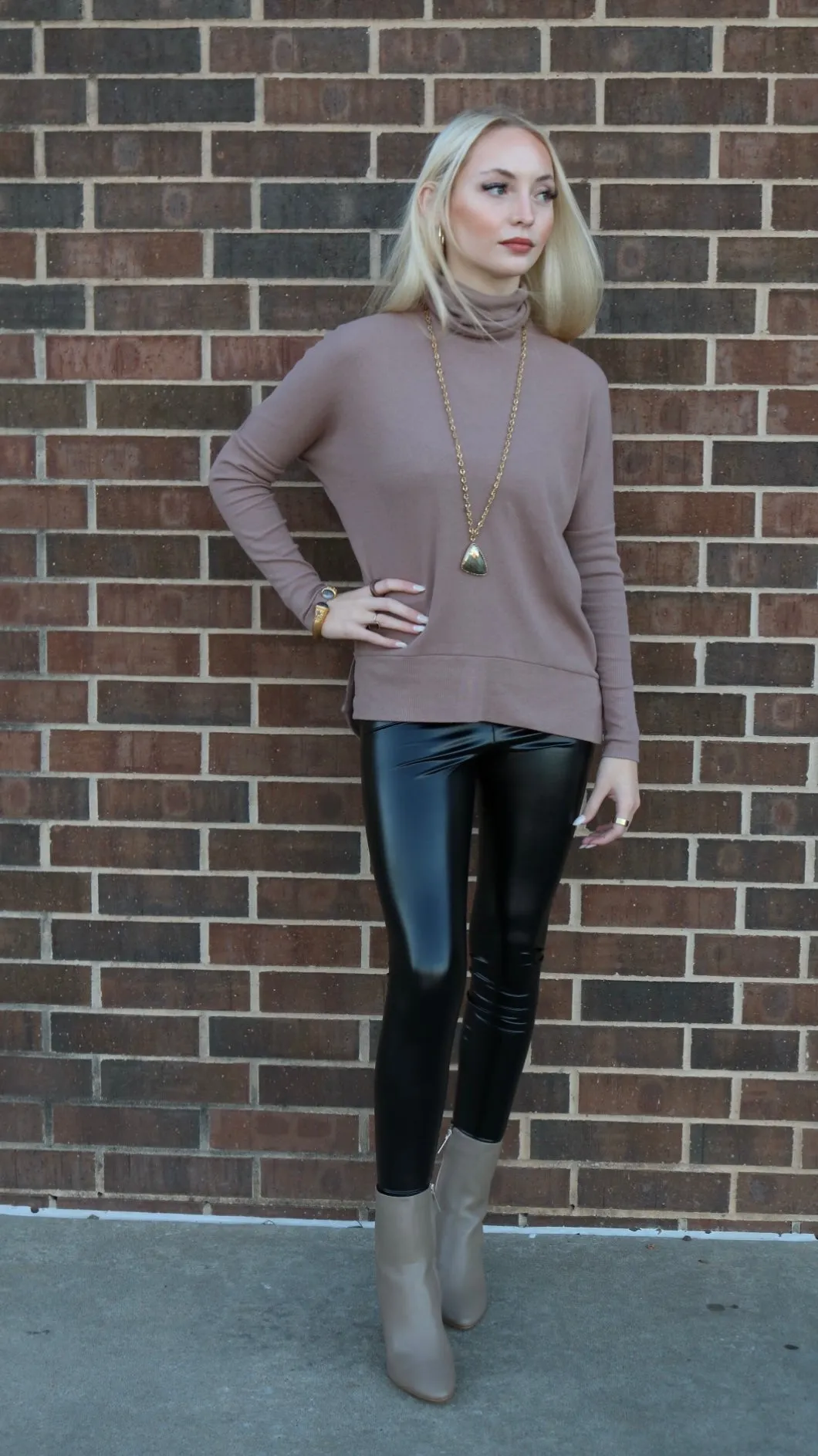 BOBI RibKnit DYNAMITE Turtleneck Top