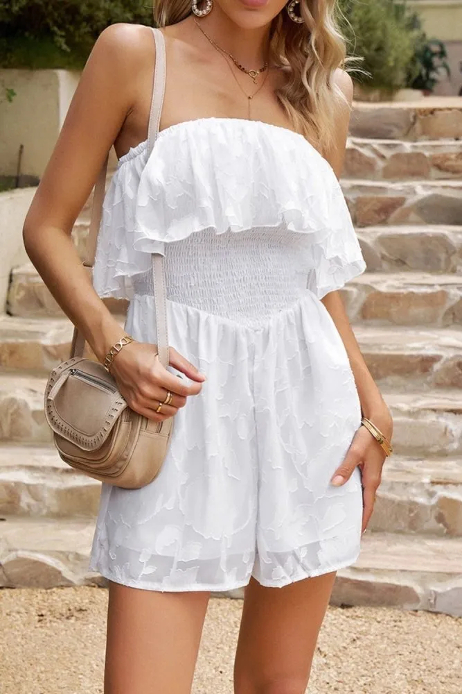 Breath of Summer White Strapless Romper