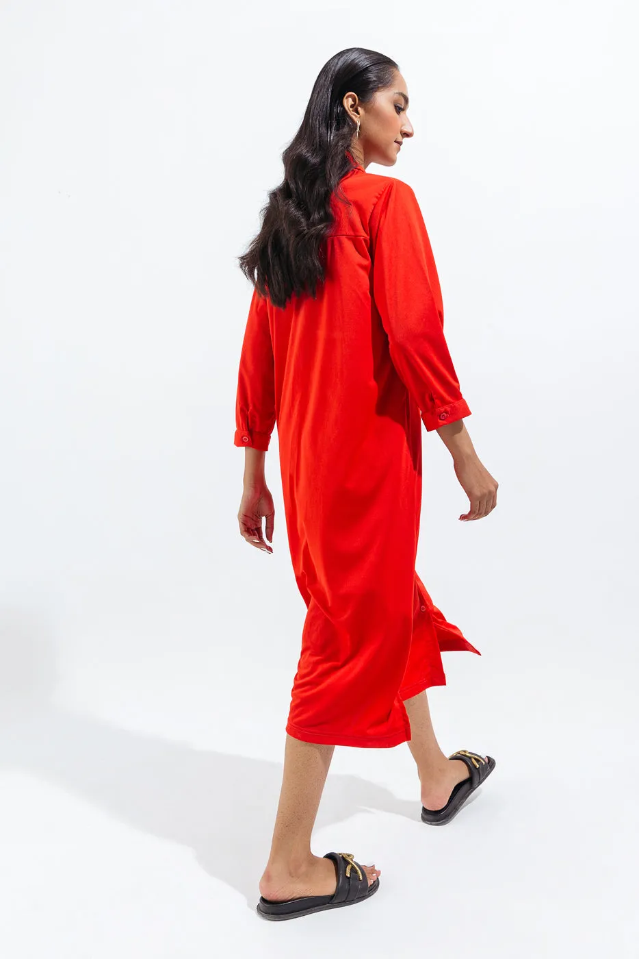 BRIGHT TANGERINE KNIT LONG TUNIC