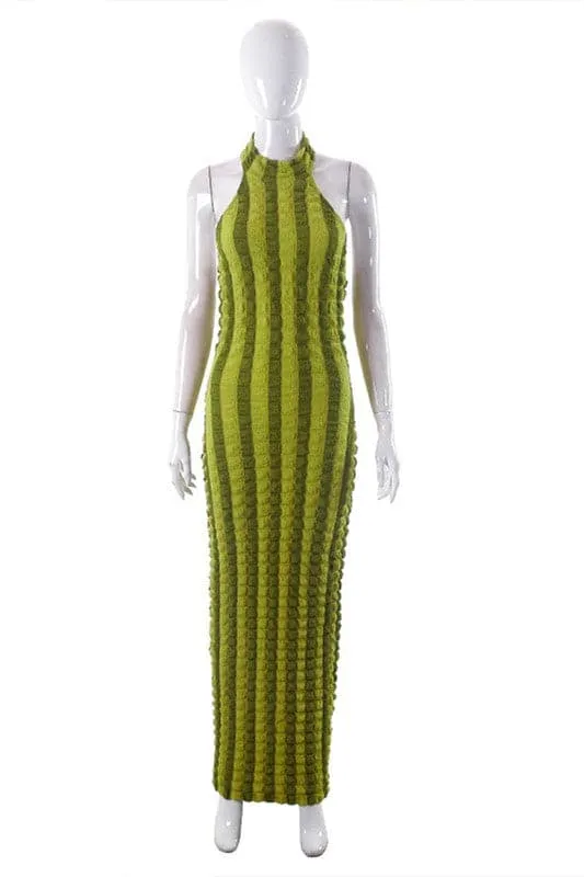 BZ483 Halter Stripe Long Dress
