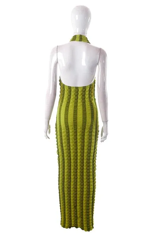 BZ483 Halter Stripe Long Dress
