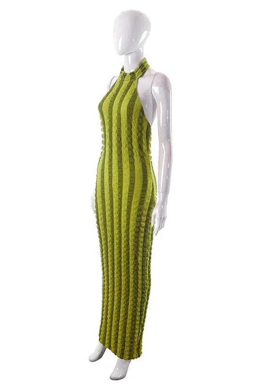 BZ483 Halter Stripe Long Dress