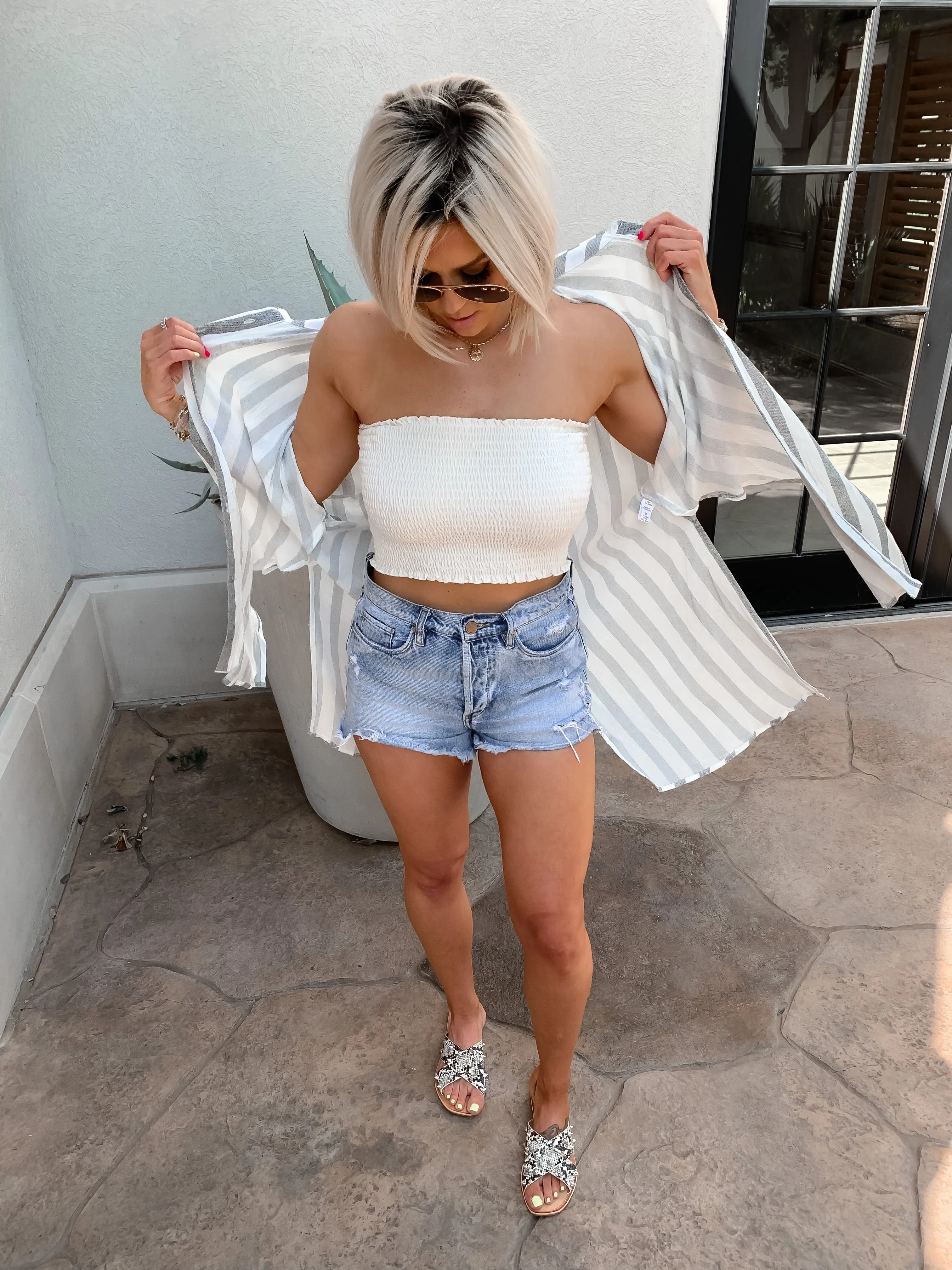 CAMI SMOCKED BANDEAU