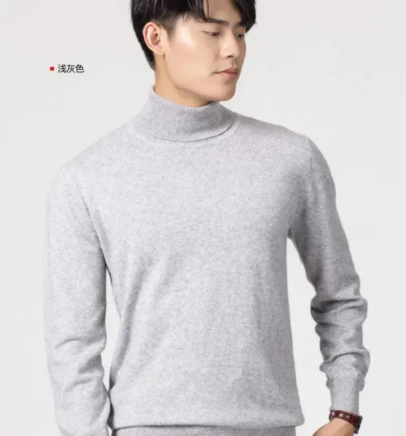 Cashmere turtleneck men sweater clothes for autumn winter
