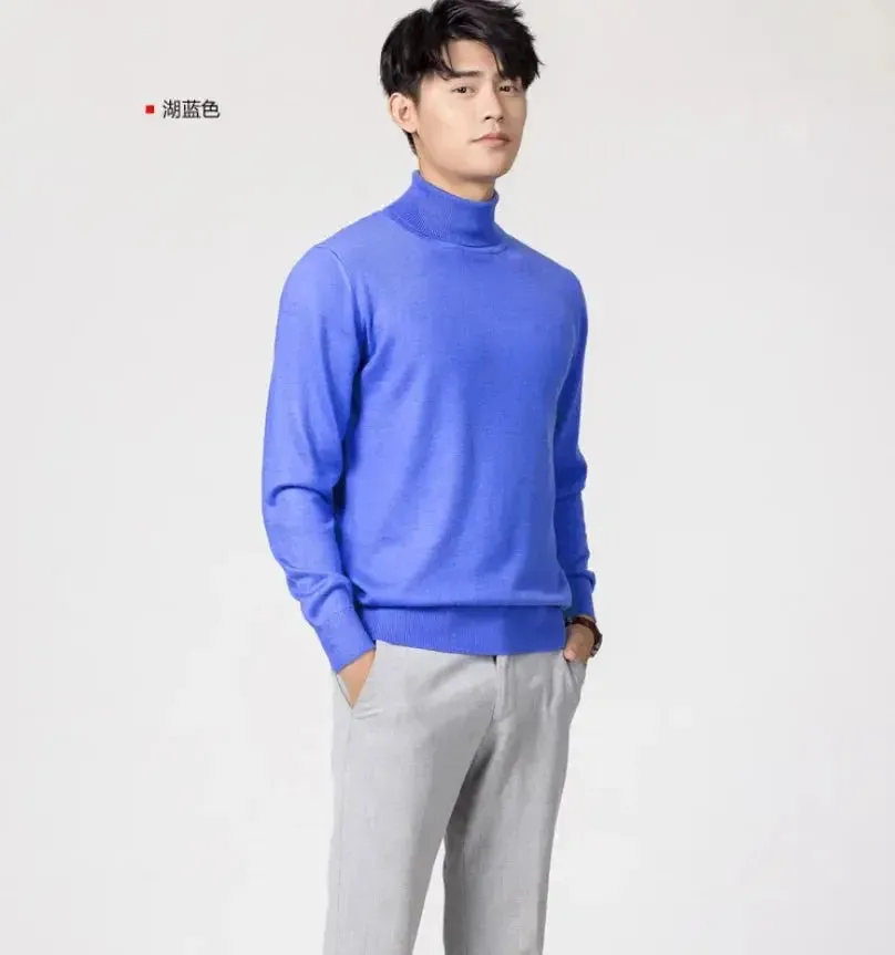 Cashmere turtleneck men sweater clothes for autumn winter