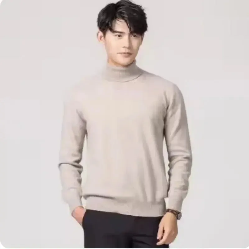 Cashmere turtleneck men sweater clothes for autumn winter