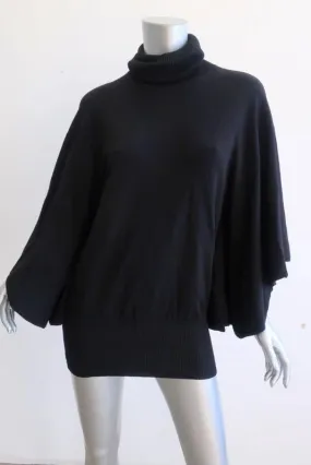 Catherine Malandrino Turtleneck Sweater Black Size Small Batwing Pullover