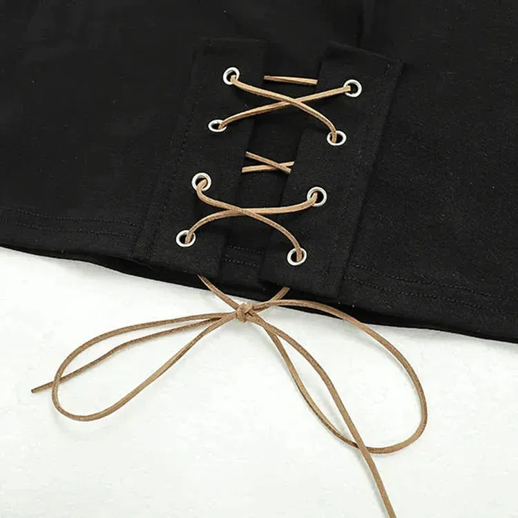 Chic Letter Print Lace Up Crop Top T-Shirt Cargo Pants Two Piece Set