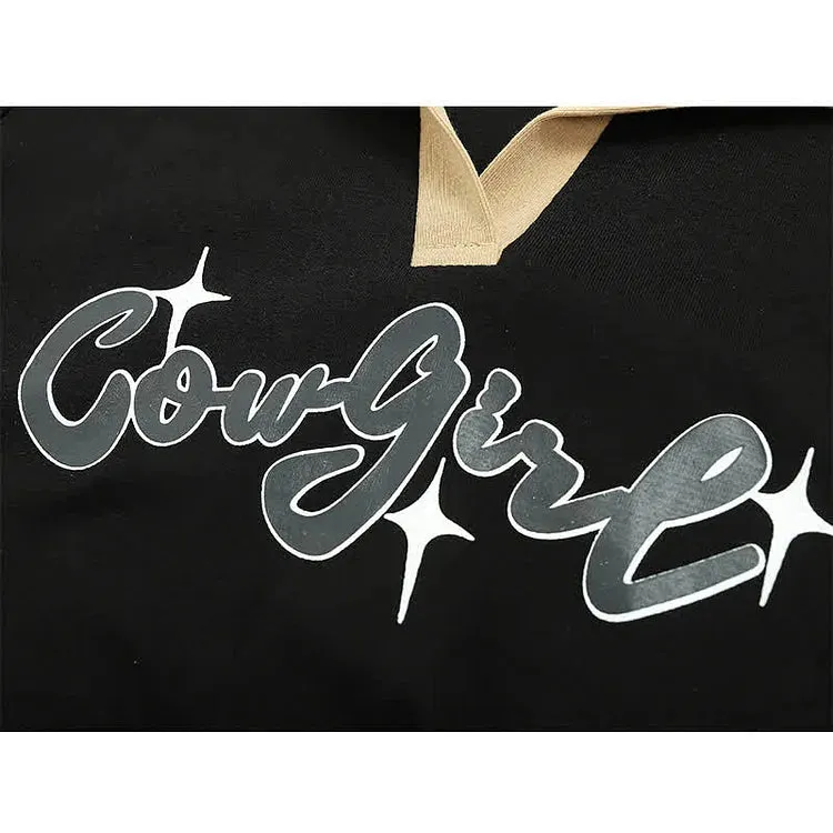 Chic Letter Print Lace Up Crop Top T-Shirt Cargo Pants Two Piece Set