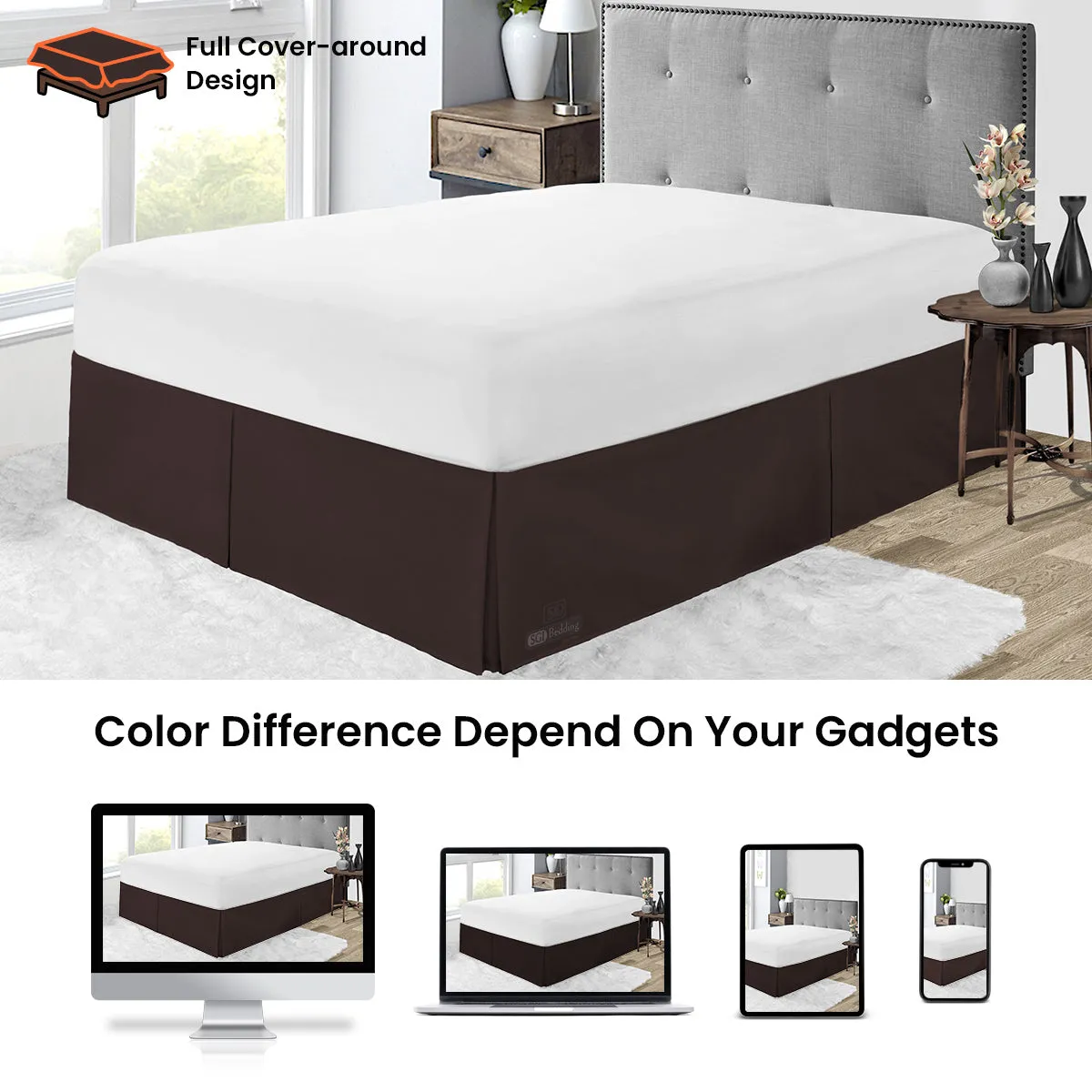 CHOCOLATE PLEATED BED SKIRT