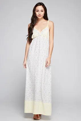 Colorblock Floral Design Sleeveless Maxi Dress