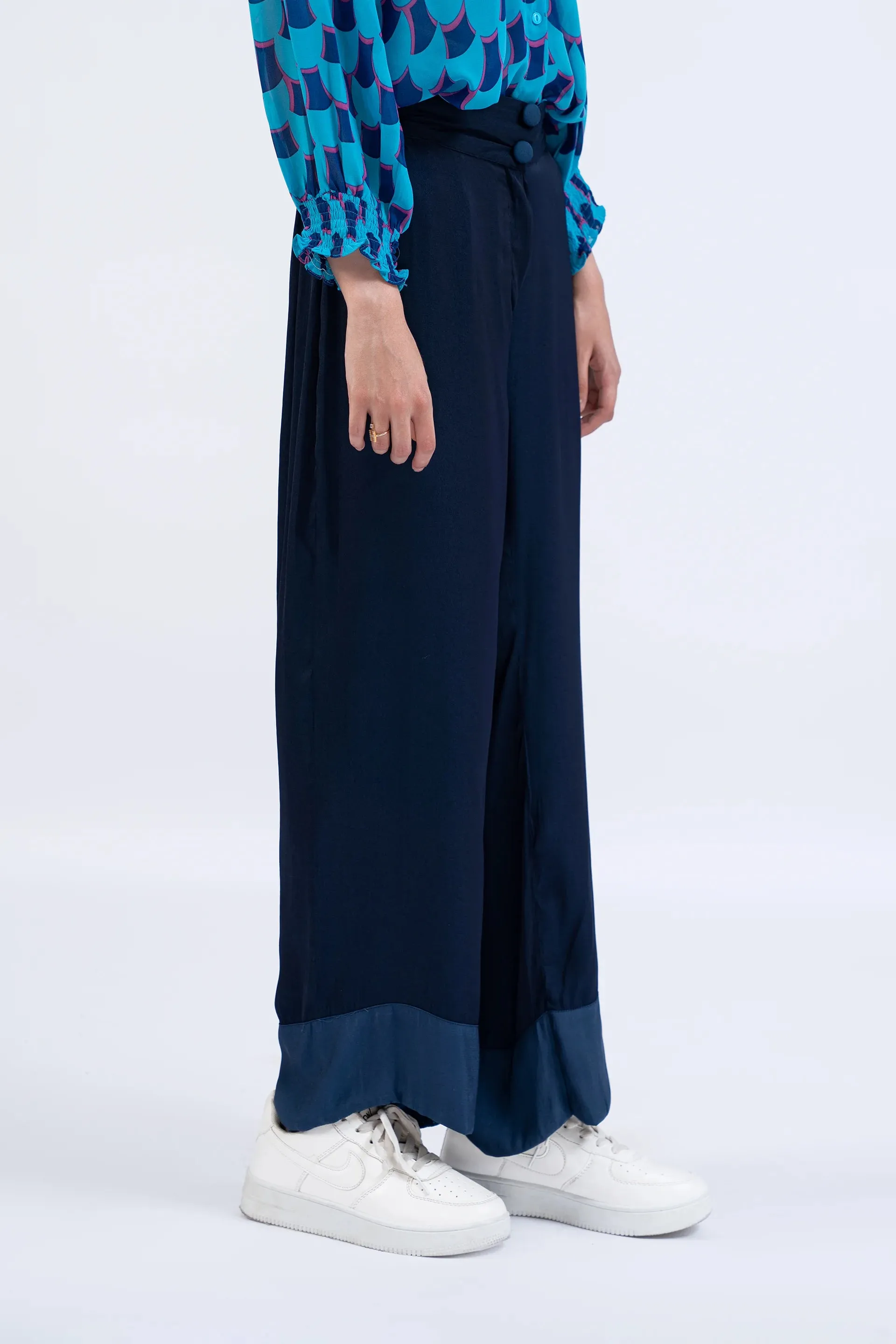 Contrast Hem Trousers