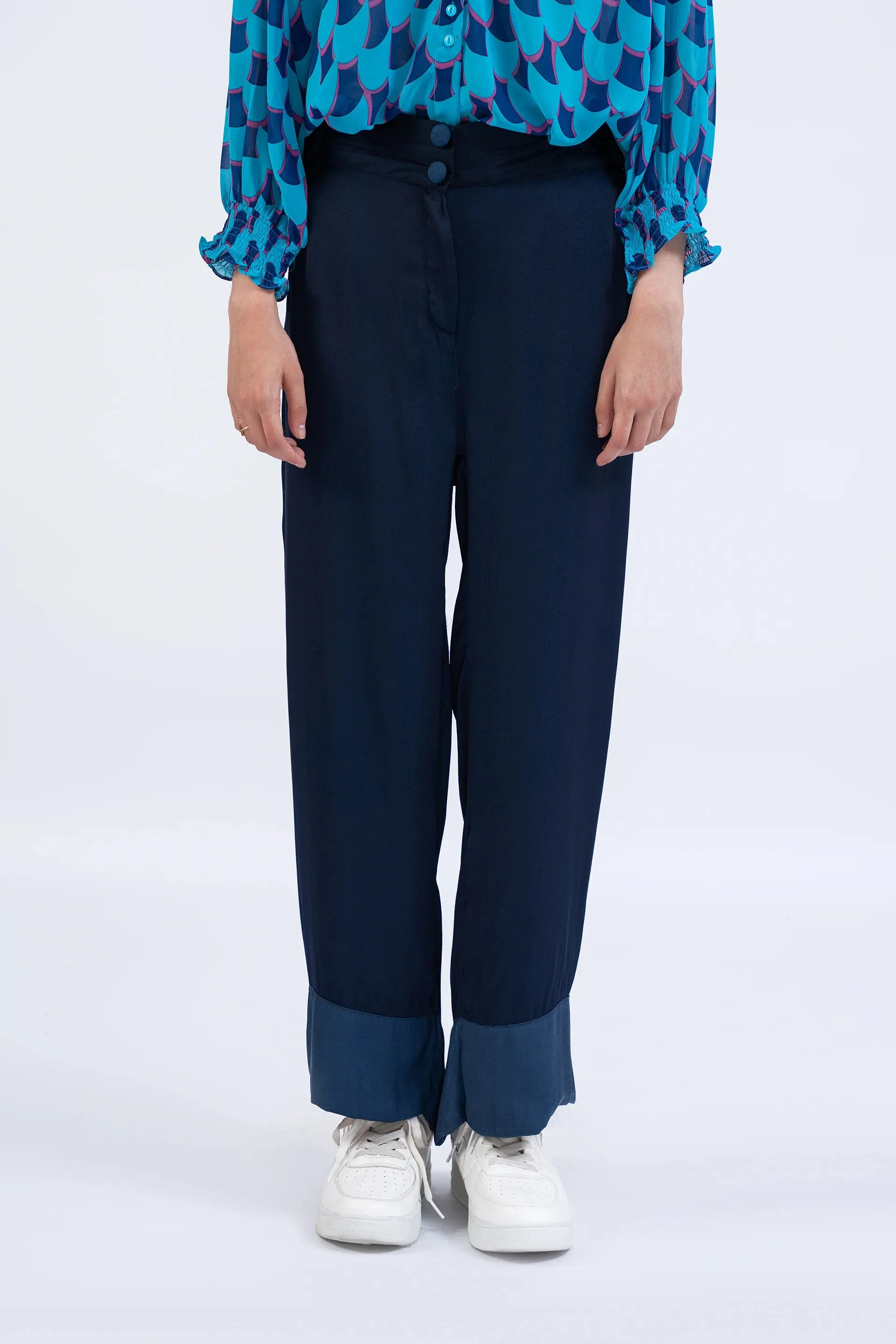 Contrast Hem Trousers
