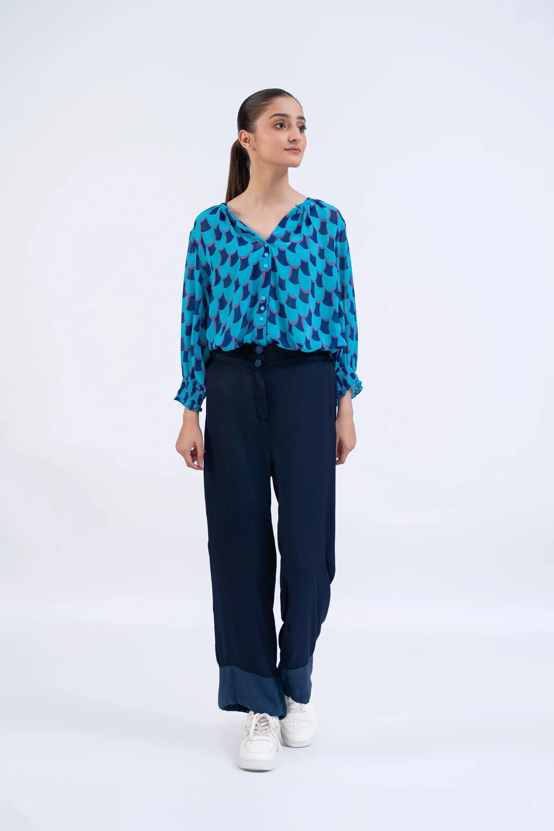 Contrast Hem Trousers