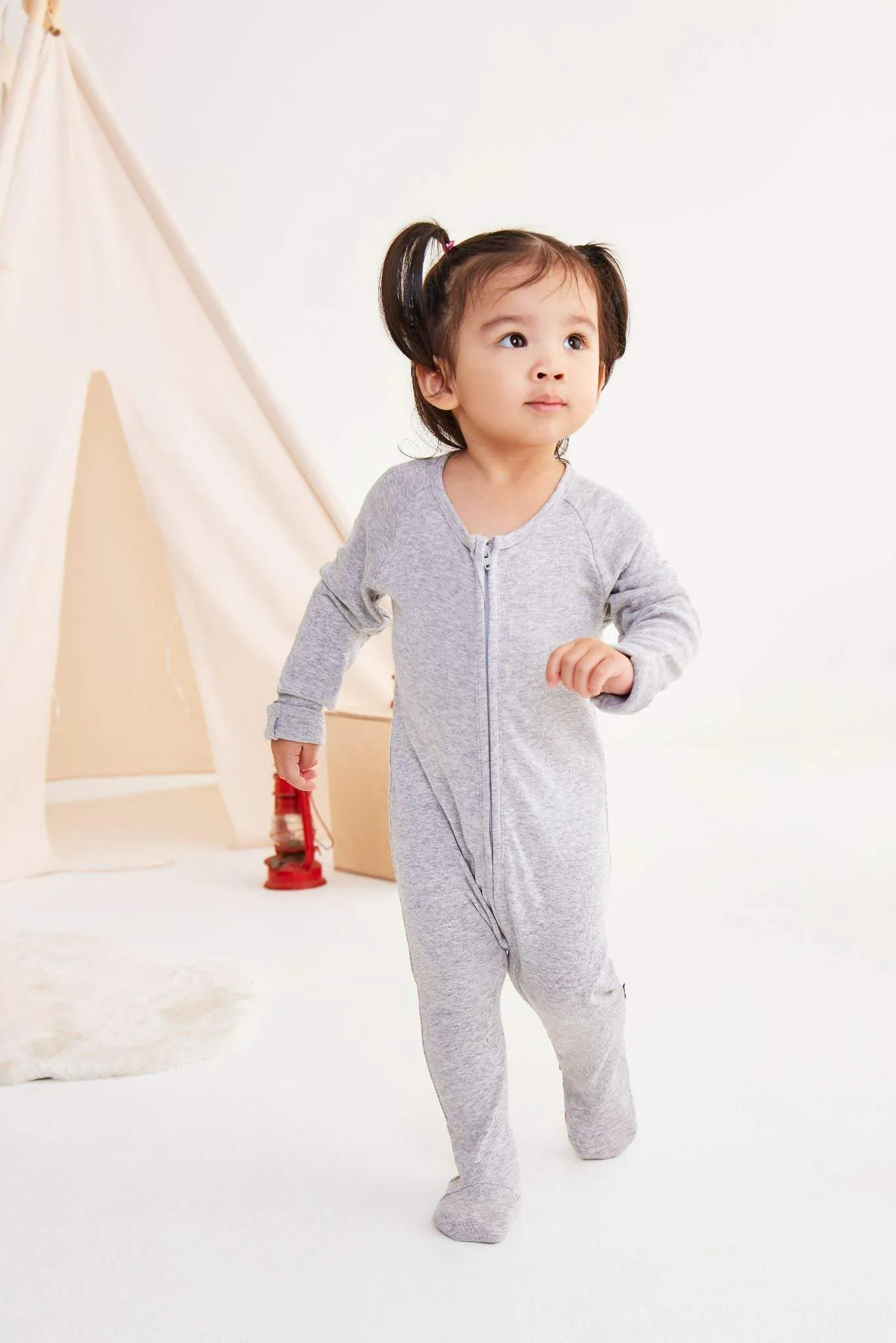 Cotton Modal Double Zip Romper Dusty Pink