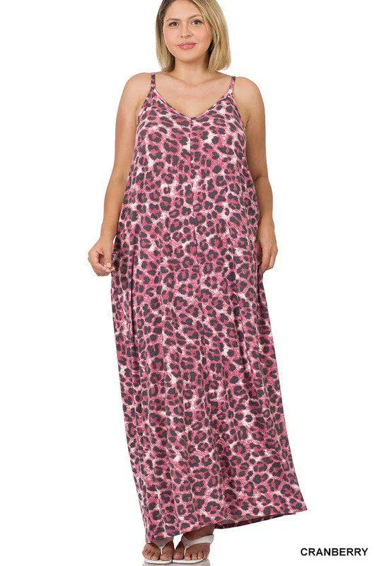 Curvy Leopard V-Neck Maxi Dress