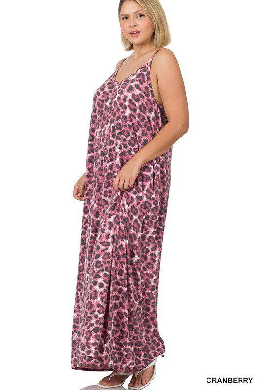 Curvy Leopard V-Neck Maxi Dress