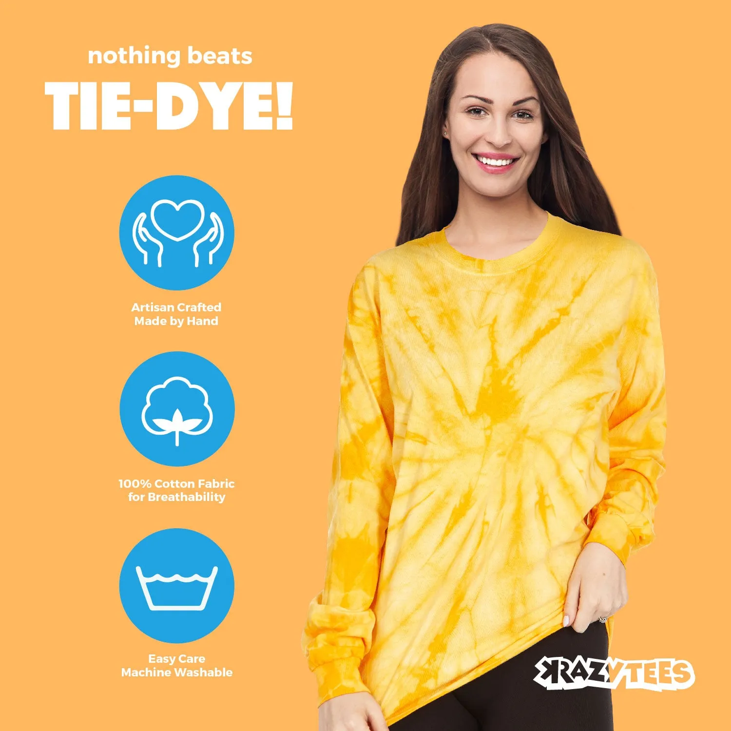 DARESAY Long Sleeve Tie Dye Aesthetic Clothes, Multi-Size Shirt, Sun Protection Shirts for Men, Women