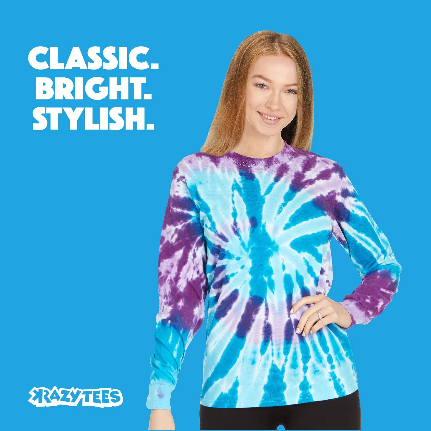 DARESAY Long Sleeve Tie Dye Aesthetic Clothes, Multi-Size Shirt, Sun Protection Shirts for Men, Women